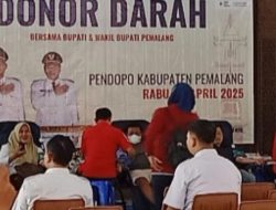 Antusias Warga Ikuti Donor Darah Bersama Bupati dan Wakil Bupati di Pendopo Kabupaten Pemalang