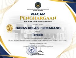 Bapas Kelas I Semarang Raih Predikat Terbaik Kategori Inovasi Tahun 2025