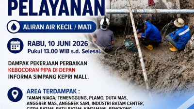 Perbaikan Pipa Distribusi Utama di Depan Informa Simpang Kepri Mall, Sejumlah Area Berpotensi Alami Gangguan Air